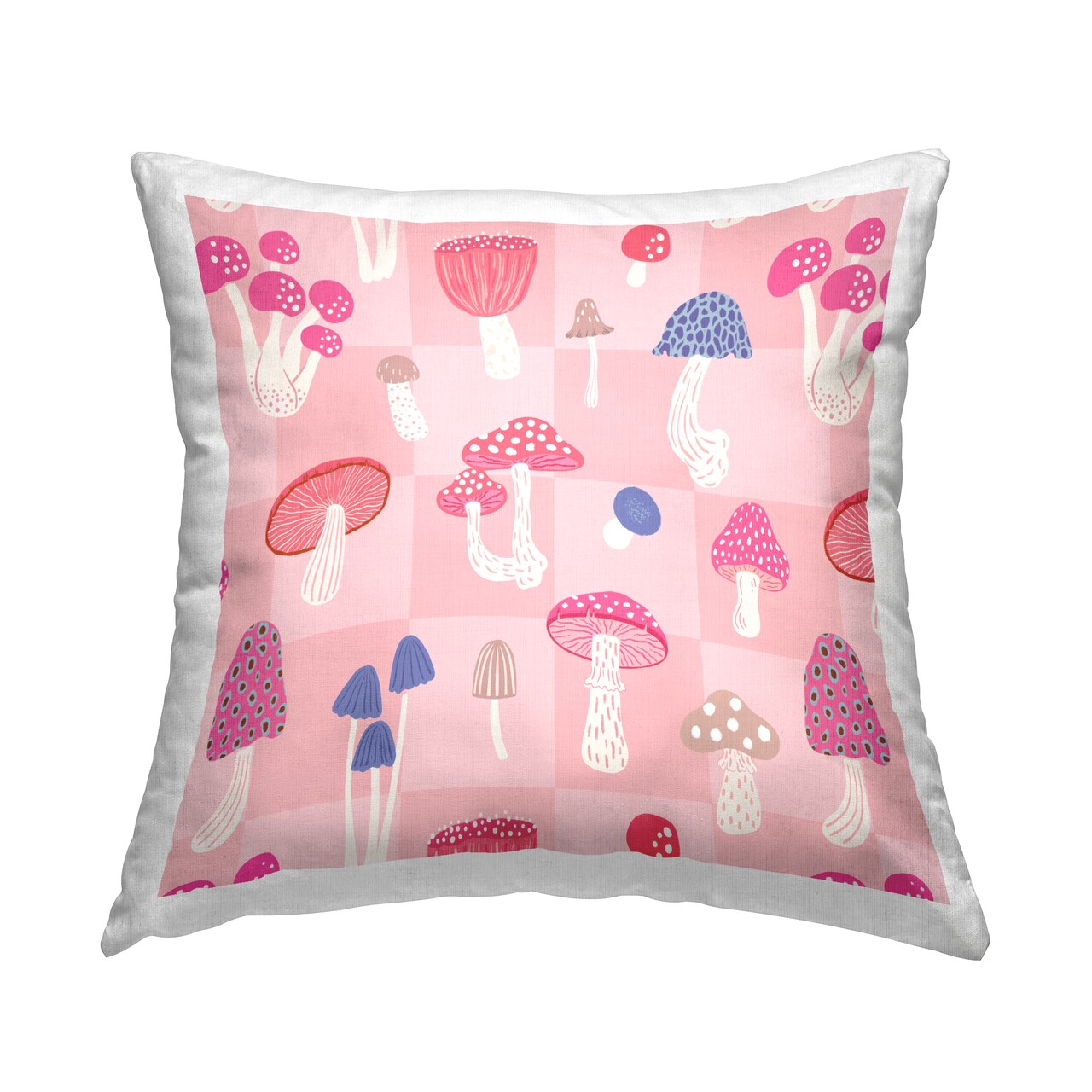 Pastel Pink Mushrooms Decorative Printed Throw Pillow Design by Nancy McKenzie, 18 x 7 x 18